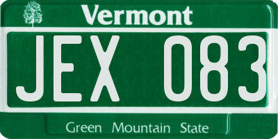 VT license plate JEX083
