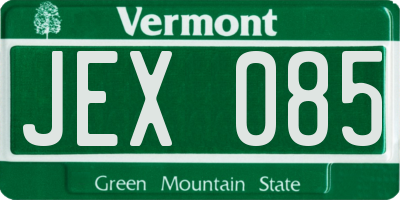 VT license plate JEX085