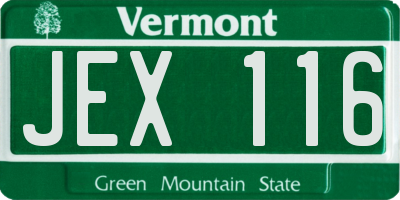 VT license plate JEX116