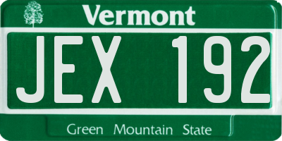 VT license plate JEX192