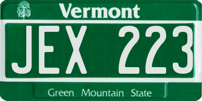 VT license plate JEX223