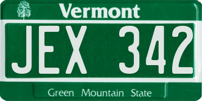 VT license plate JEX342
