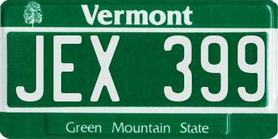 VT license plate JEX399