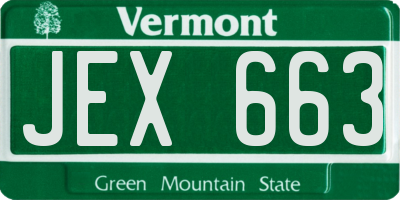 VT license plate JEX663