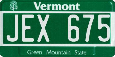 VT license plate JEX675