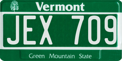 VT license plate JEX709