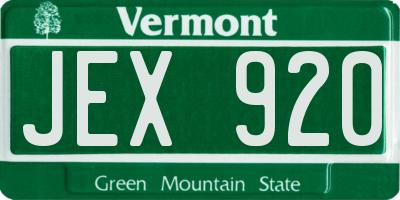 VT license plate JEX920