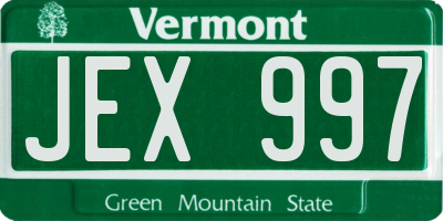 VT license plate JEX997