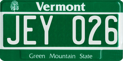 VT license plate JEY026