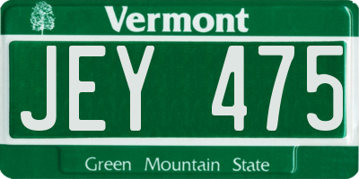 VT license plate JEY475