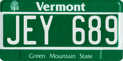 VT license plate JEY689