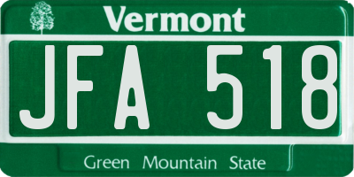 VT license plate JFA518