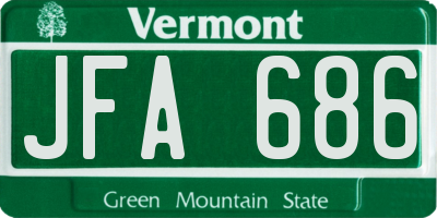 VT license plate JFA686
