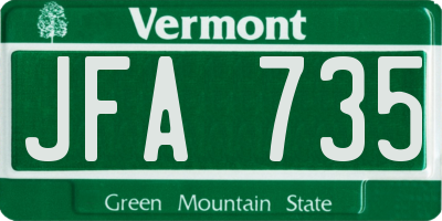 VT license plate JFA735