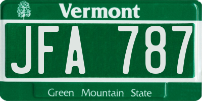 VT license plate JFA787