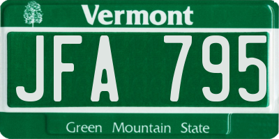 VT license plate JFA795