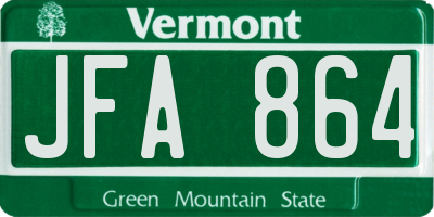 VT license plate JFA864