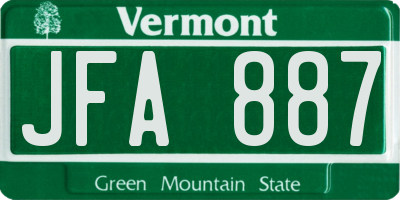VT license plate JFA887
