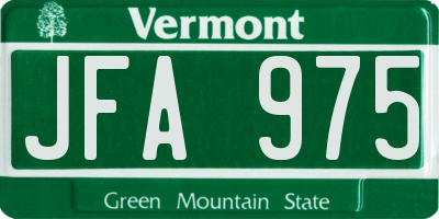 VT license plate JFA975