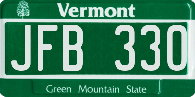 VT license plate JFB330