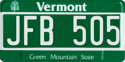 VT license plate JFB505
