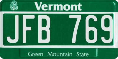 VT license plate JFB769