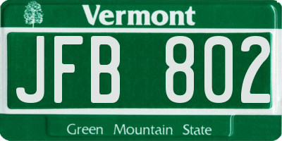 VT license plate JFB802