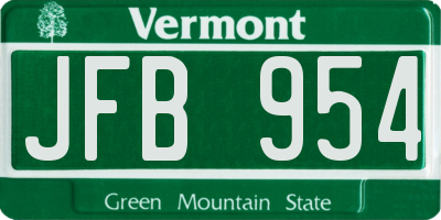 VT license plate JFB954