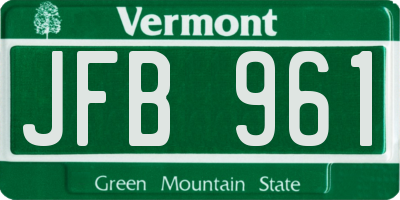 VT license plate JFB961