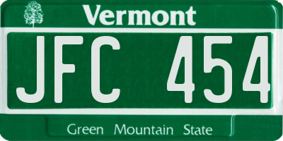 VT license plate JFC454