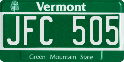 VT license plate JFC505