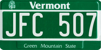 VT license plate JFC507