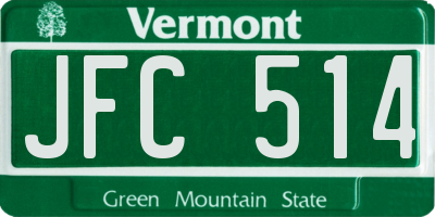 VT license plate JFC514