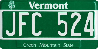 VT license plate JFC524