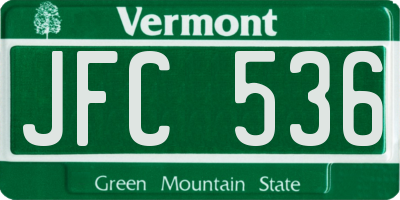 VT license plate JFC536