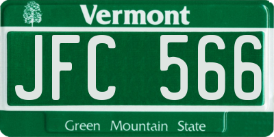 VT license plate JFC566