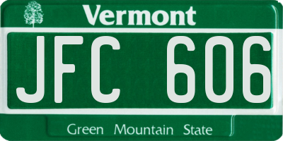 VT license plate JFC606