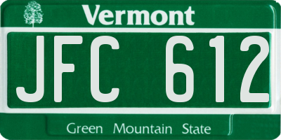 VT license plate JFC612