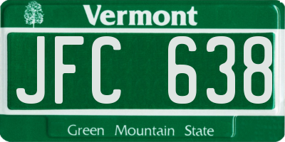VT license plate JFC638