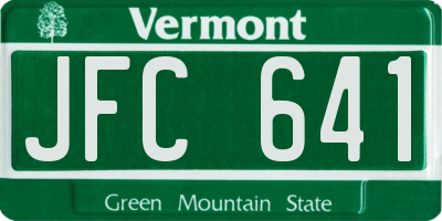VT license plate JFC641