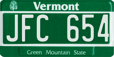 VT license plate JFC654