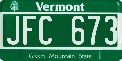 VT license plate JFC673