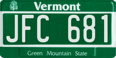 VT license plate JFC681