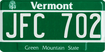 VT license plate JFC702