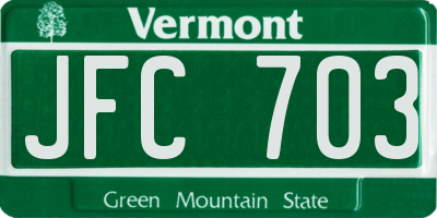 VT license plate JFC703