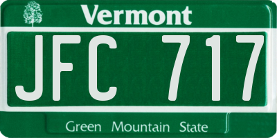 VT license plate JFC717