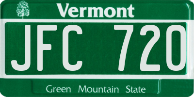 VT license plate JFC720