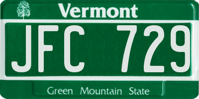 VT license plate JFC729