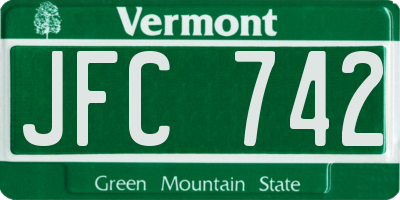 VT license plate JFC742