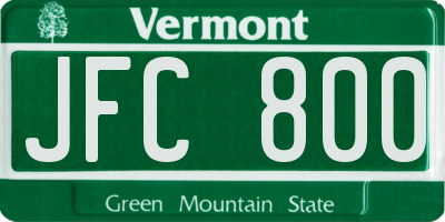 VT license plate JFC800